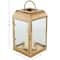 16" Gold Metal Candle Lantern with Pebbled Glass